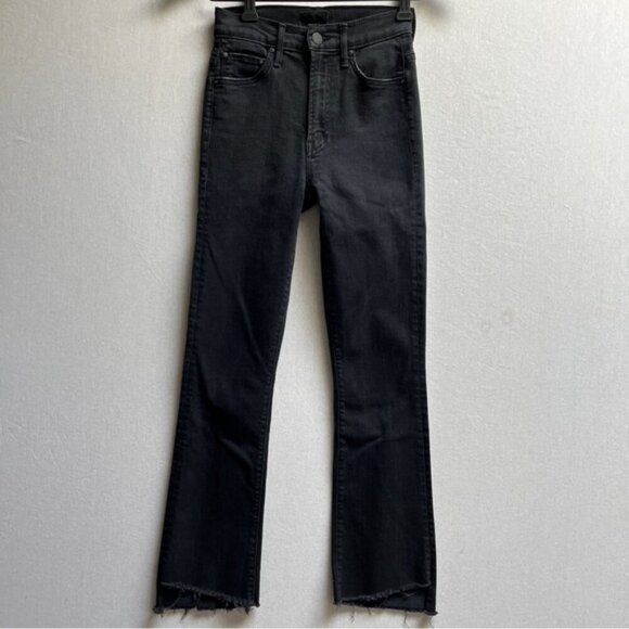 Mother The Insider Crop Step Fray Black Denim Jeans Sz 23 - Picture 2 of 16